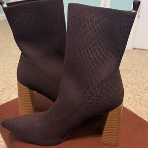Brown Textured Ankle Boots